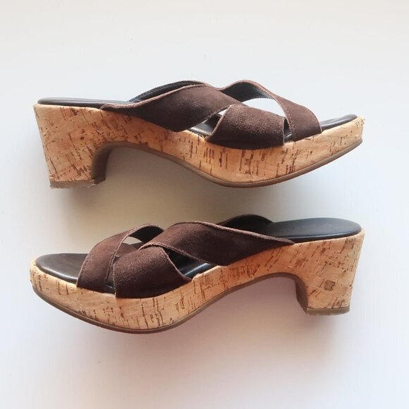 Cordani Brown Suede Slip On Cork Platform Mules / Clogs Heels / Sandals / Shoes - Picture 7 of 16